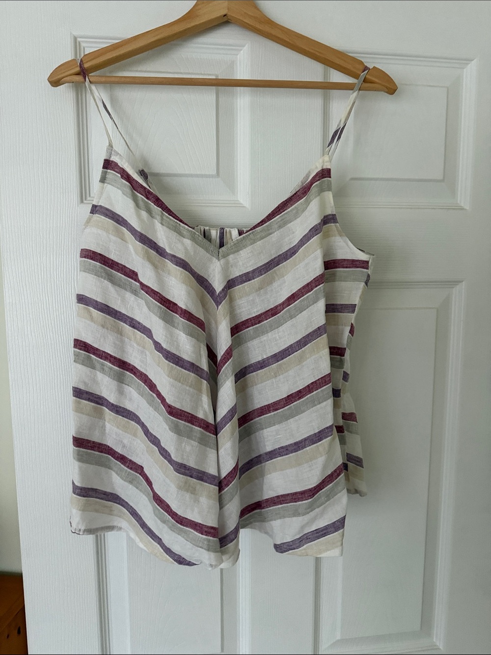 Madewell Cream Spaghetti-Strap Tank with Purple & Burgundy Stripes